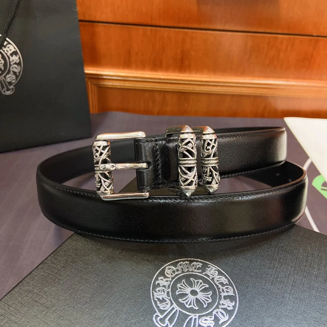 𝐂𝐡𝐫𝐨𝐦𝐞𝐇𝐞𝐚𝐫𝐭𝐬 Kroxin rotating roller Celtic dragon pin buckle belt [fixed style], brass silver-plated hardware and imported wax leather belt, very cool. Width 3.0 cm p520